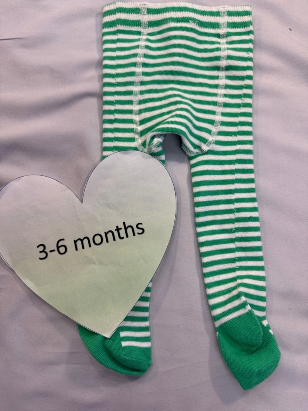 Carter's - 3-6M Green and White Striped Baby Leggings